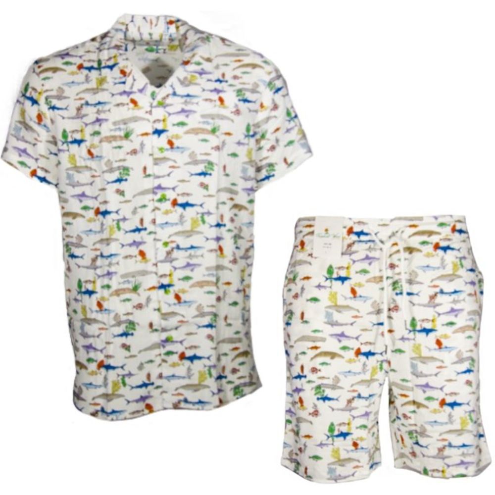 DBFL Men's 2 Piece Shorts and Shirt Beach Casual Matching Tropical Clothing Set